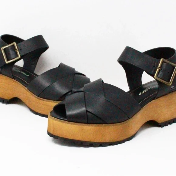 Anthropologie, Kelsey Dagger Webster Black Leather Platform, Clog Sandals - Picture 4 of 10